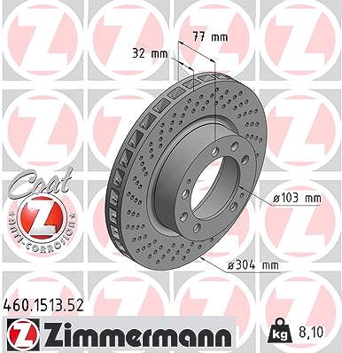 Zimmermann 1x Bremsscheibe Vorderachse Links [Hersteller-Nr. 460.1513.52] für Audi, Porsche von Zimmermann