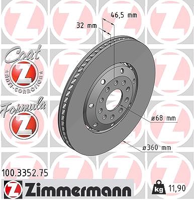 Zimmermann 1x Bremsscheibe [Hersteller-Nr. 100.3352.75] für Audi von Zimmermann