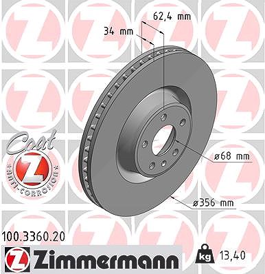 Zimmermann 1x Bremsscheibe [Hersteller-Nr. 100.3360.20] für Audi von Zimmermann