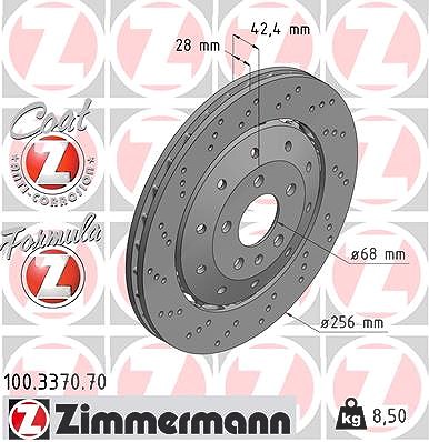 Zimmermann 1x Bremsscheibe [Hersteller-Nr. 100.3370.70] für Audi von Zimmermann