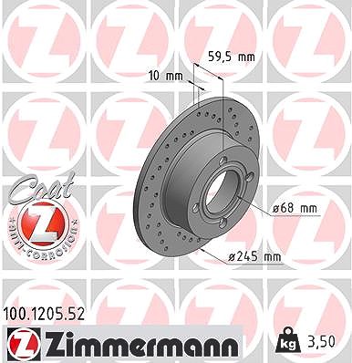 Zimmermann Bremsscheibe [Hersteller-Nr. 100.1205.52] für Audi von Zimmermann