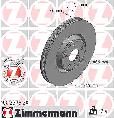 Zimmermann 1x Bremsscheibe Vorderachse [Hersteller-Nr. 100.3373.20] für Audi, VW von Zimmermann