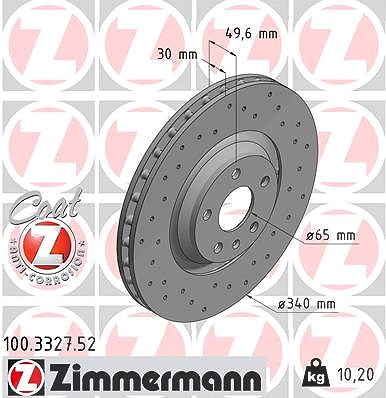 Zimmermann 1x Bremsscheibe [Hersteller-Nr. 100.3327.52] für Audi von Zimmermann