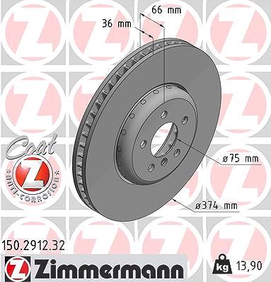 Zimmermann 1x Bremsscheibe Vorderachse Links [Hersteller-Nr. 150.2912.32] für BMW von Zimmermann