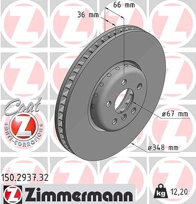 Zimmermann 1x Bremsscheibe Vorderachse rechts [Hersteller-Nr. 150.2937.32] für BMW von Zimmermann