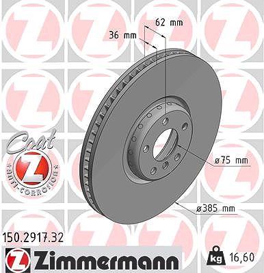 Zimmermann 1x Bremsscheibe Vorderachse Links [Hersteller-Nr. 150.2917.32] für BMW von Zimmermann