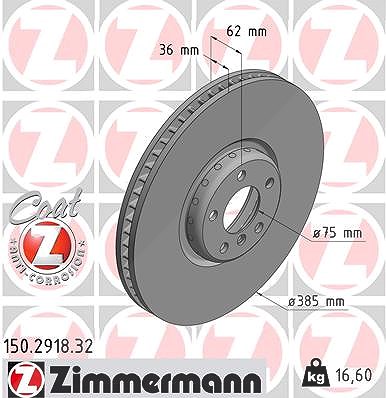 Zimmermann 1x Bremsscheibe Vorderachse Rechts [Hersteller-Nr. 150.2918.32] für BMW von Zimmermann