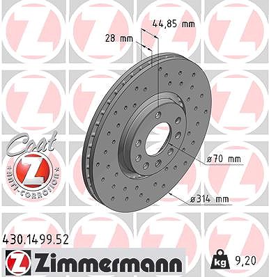 Zimmermann Bremsscheibe [Hersteller-Nr. 430.1499.52] für Cadillac, Opel, Saab von Zimmermann