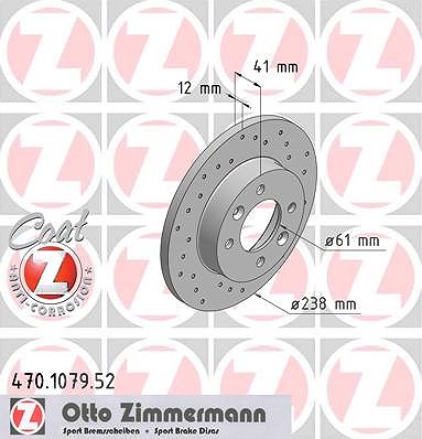 Zimmermann Bremsscheibe [Hersteller-Nr. 470.1079.52] für Renault, Dacia von Zimmermann
