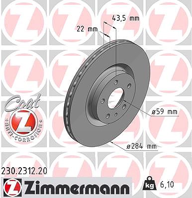 Zimmermann Bremsscheibe [Hersteller-Nr. 230.2312.20] für Fiat von Zimmermann