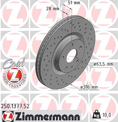 Zimmermann Bremsscheibe [Hersteller-Nr. 250.1377.52] für Ford von Zimmermann