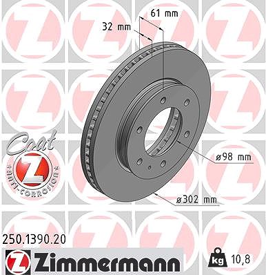 Zimmermann 1x Bremsscheibe [Hersteller-Nr. 250.1390.20] für Ford, Mazda von Zimmermann