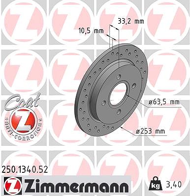Zimmermann Bremsscheibe [Hersteller-Nr. 250.1340.52] für Ford von Zimmermann