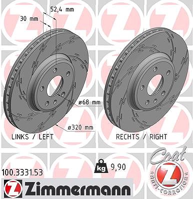 Zimmermann Bremsscheibe [Hersteller-Nr. 100.3331.53] für Audi von Zimmermann