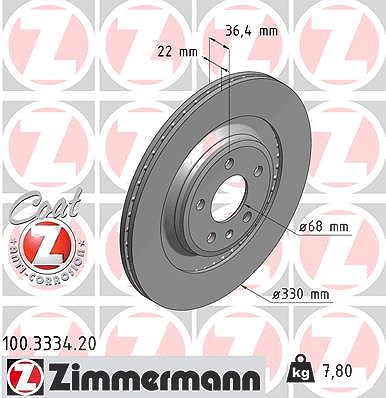 Zimmermann Bremsscheibe [Hersteller-Nr. 100.3334.20] für Audi von Zimmermann