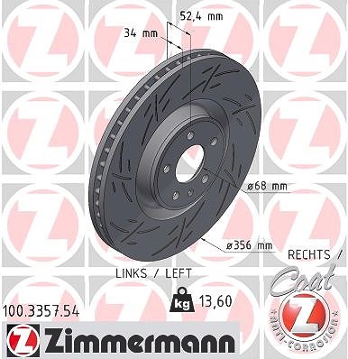 Zimmermann Bremsscheibe [Hersteller-Nr. 100.3357.54] für Audi von Zimmermann