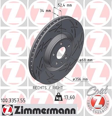 Zimmermann Bremsscheibe [Hersteller-Nr. 100.3357.55] für Audi von Zimmermann