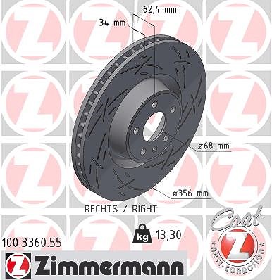 Zimmermann Bremsscheibe [Hersteller-Nr. 100.3360.55] für Audi von Zimmermann