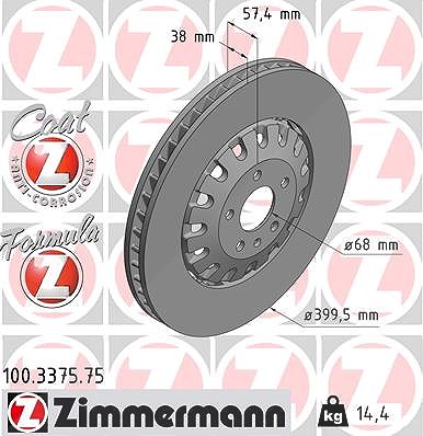 Zimmermann Bremsscheibe [Hersteller-Nr. 100.3375.75] für Audi, VW von Zimmermann