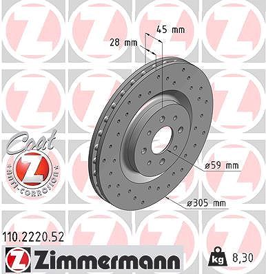 Zimmermann Bremsscheibe [Hersteller-Nr. 110.2220.52] für Alfa Romeo von Zimmermann