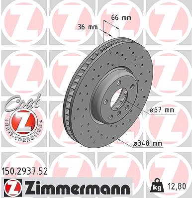 Zimmermann 1x Bremsscheibe [Hersteller-Nr. 150.2937.52] für BMW von Zimmermann