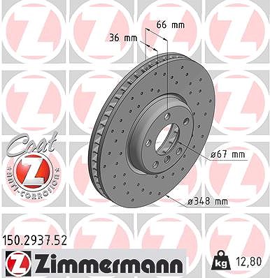 Zimmermann 1x Bremsscheibe Vorderachse Rechts [Hersteller-Nr. 150.2937.52] für BMW von Zimmermann