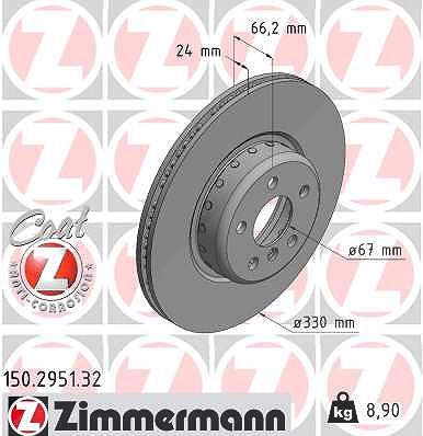 Zimmermann 1x Bremsscheibe [Hersteller-Nr. 150.2951.32] für BMW von Zimmermann