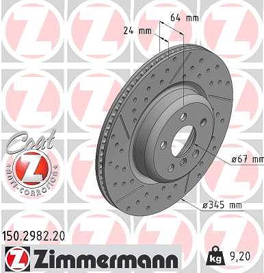 Zimmermann 1x Bremsscheibe Hinterachse Links [Hersteller-Nr. 150.2982.20] für BMW von Zimmermann