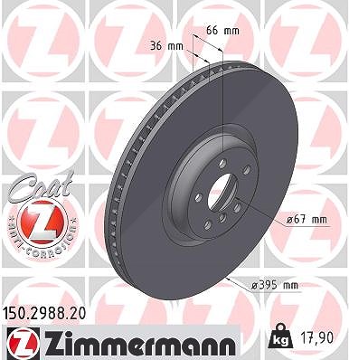 Zimmermann 1x Bremsscheibe [Hersteller-Nr. 150.2988.20] für BMW, Rolls-royce von Zimmermann