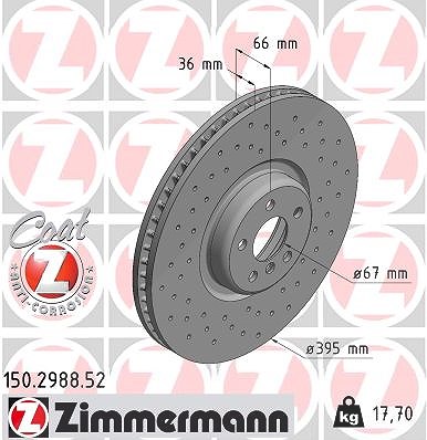 Zimmermann 1x Bremsscheibe [Hersteller-Nr. 150.2988.52] für BMW von Zimmermann