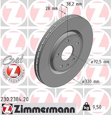 Zimmermann Bremsscheibe [Hersteller-Nr. 230.2384.20] für Chrysler, Dodge, Fiat, Lancia, VW von Zimmermann