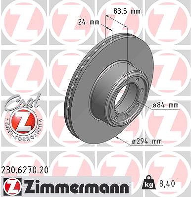 Zimmermann Bremsscheibe [Hersteller-Nr. 230.6270.20] für Iveco von Zimmermann