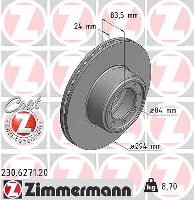 Zimmermann Bremsscheibe [Hersteller-Nr. 230.6271.20] für Iveco von Zimmermann