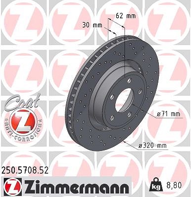 Zimmermann Bremsscheibe [Hersteller-Nr. 250.5708.52] für Ford Usa von Zimmermann