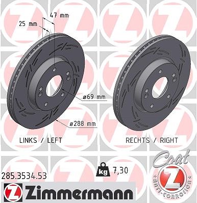 Zimmermann Bremsscheibe [Hersteller-Nr. 285.3534.53] für Hyundai, Kia von Zimmermann