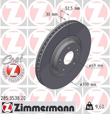 Zimmermann Bremsscheibe [Hersteller-Nr. 285.3538.20] für Hyundai von Zimmermann