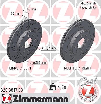 Zimmermann 1x Bremsscheibe [Hersteller-Nr. 320.3817.53] für Kia von Zimmermann