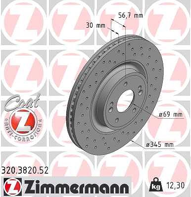 Zimmermann 1x Bremsscheibe [Hersteller-Nr. 320.3820.52] für Kia von Zimmermann