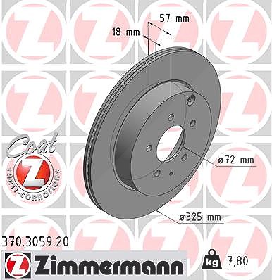 Zimmermann Bremsscheibe [Hersteller-Nr. 370.3059.20] für Mazda von Zimmermann