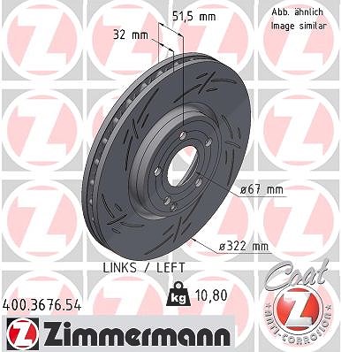 Zimmermann 1x Bremsscheibe Vorderachse Links [Hersteller-Nr. 400.3676.54] für Mercedes-Benz von Zimmermann