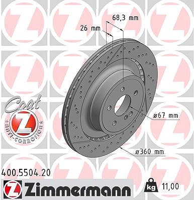 Zimmermann 1x Bremsscheibe [Hersteller-Nr. 400.5504.20] für Mercedes-Benz von Zimmermann