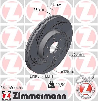 Zimmermann 1x Bremsscheibe Vorderachse Links [Hersteller-Nr. 400.5535.54] für Nissan, Mercedes-Benz von Zimmermann