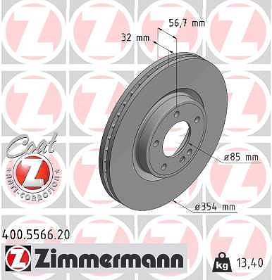 Zimmermann 1x Bremsscheibe [Hersteller-Nr. 400.5566.20] für Mercedes-Benz von Zimmermann