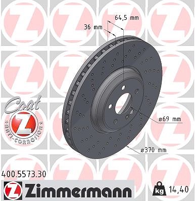 Zimmermann Bremsscheibe [Hersteller-Nr. 400.5573.30] für Mercedes-Benz von Zimmermann