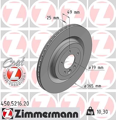 Zimmermann Bremsscheibe [Hersteller-Nr. 450.5216.20] für Land Rover von Zimmermann