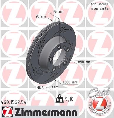 Zimmermann 1x Bremsscheibe Hinterachse Links [Hersteller-Nr. 460.1562.54] für Porsche von Zimmermann