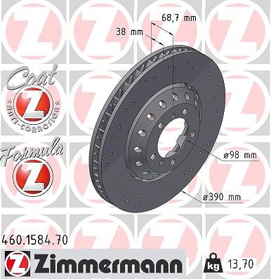 Zimmermann Bremsscheibe [Hersteller-Nr. 460.1584.70] für Porsche von Zimmermann