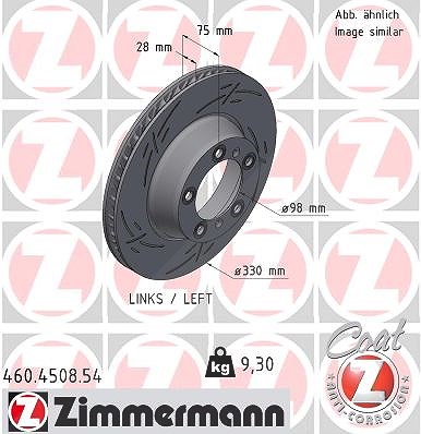 Zimmermann 1x Bremsscheibe Hinterachse Links [Hersteller-Nr. 460.4508.54] für Porsche von Zimmermann