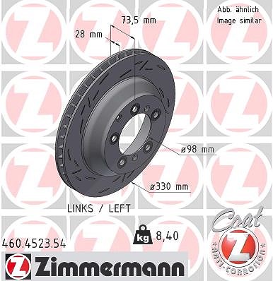 Zimmermann 1x Bremsscheibe Hinterachse Links [Hersteller-Nr. 460.4523.54] für Porsche von Zimmermann