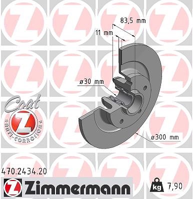 Zimmermann Bremsscheibe [Hersteller-Nr. 470.2434.20] für Renault von Zimmermann